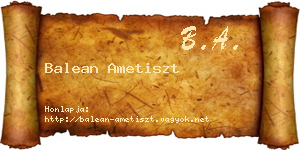 Balean Ametiszt névjegykártya